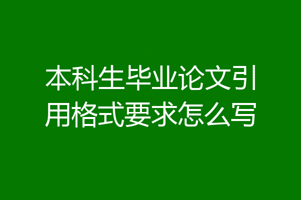 本科生毕业论文引用格式要求怎么写