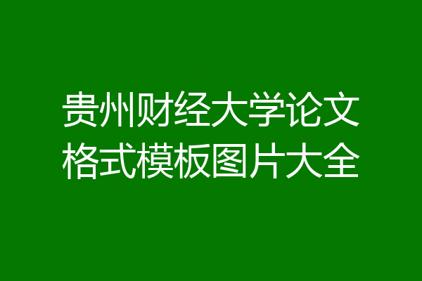 贵州财经大学论文格式模板图片大全