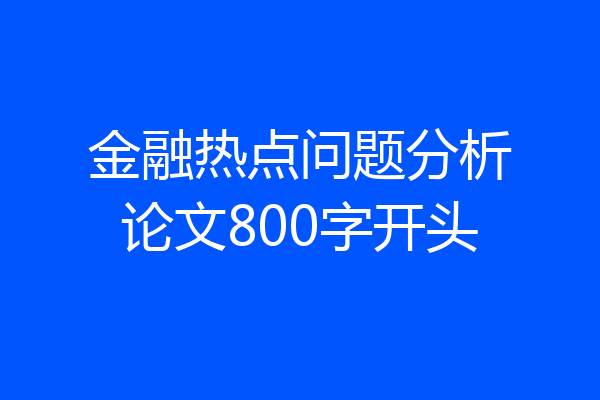 金融热点问题分析论文800字开头