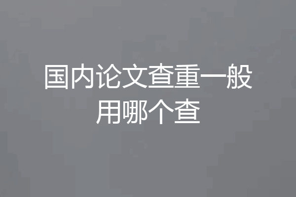 国内论文查重一般用哪个查