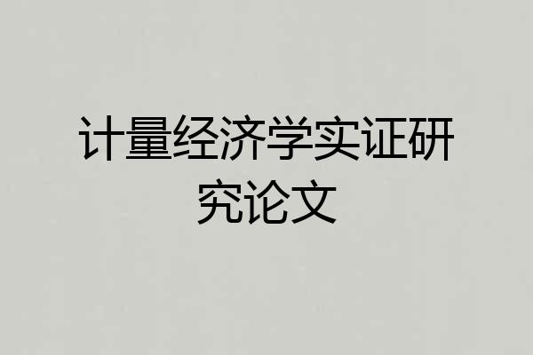 计量经济学实证研究论文