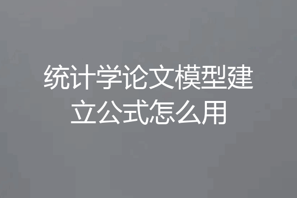 统计学论文模型建立公式怎么用