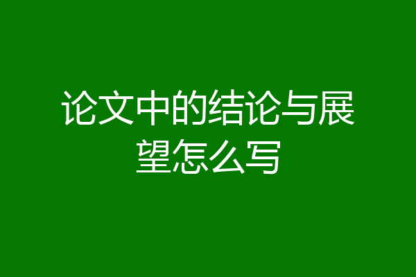 论文中的结论与展望怎么写