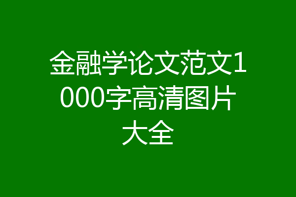 金融学论文范文1000字高清图片大全