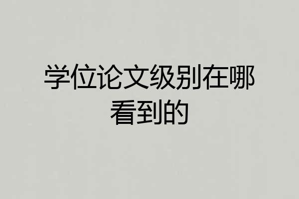 学位论文级别在哪看到的