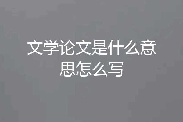 文学论文是什么意思怎么写