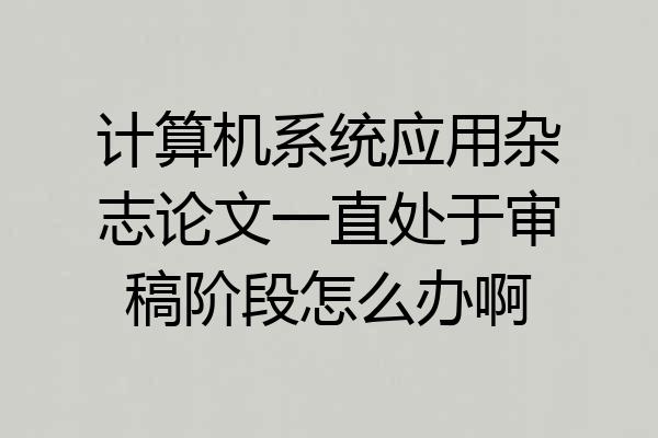 计算机系统应用杂志论文一直处于审稿阶段怎么办啊