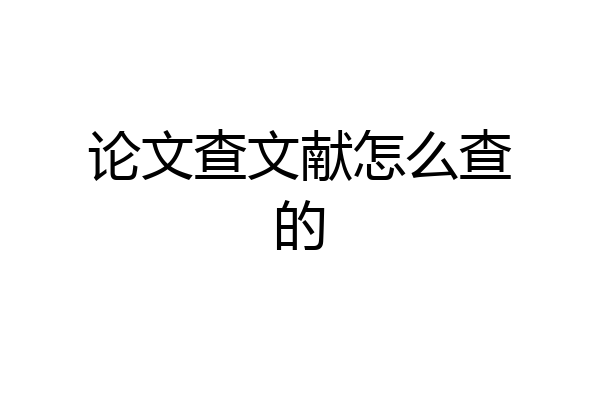 论文查文献怎么查的