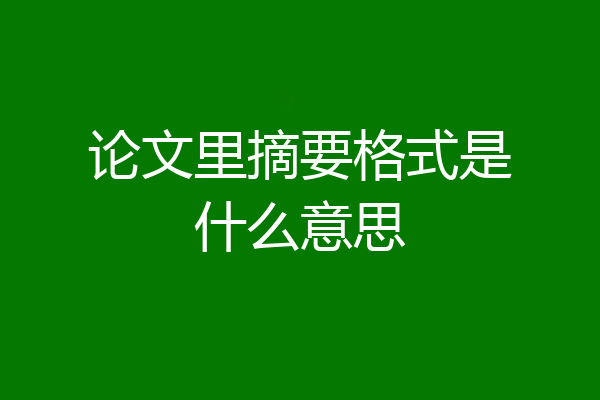 论文里摘要格式是什么意思
