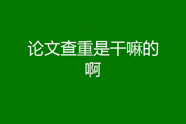 论文查重是干嘛的啊