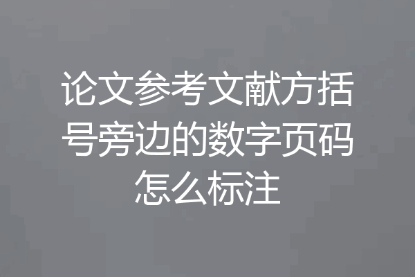 论文参考文献方括号旁边的数字页码怎么标注