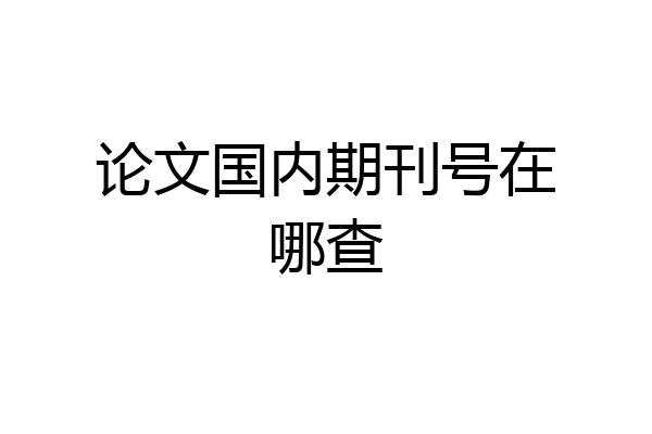 论文国内期刊号在哪查