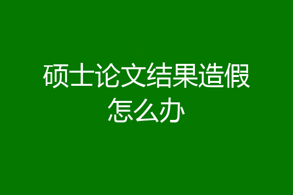 硕士论文结果造假怎么办