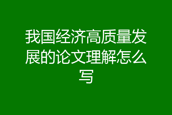 我国经济高质量发展的论文理解怎么写