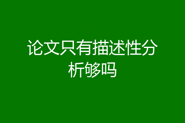 论文只有描述性分析够吗