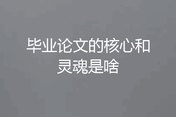 毕业论文的核心和灵魂是啥