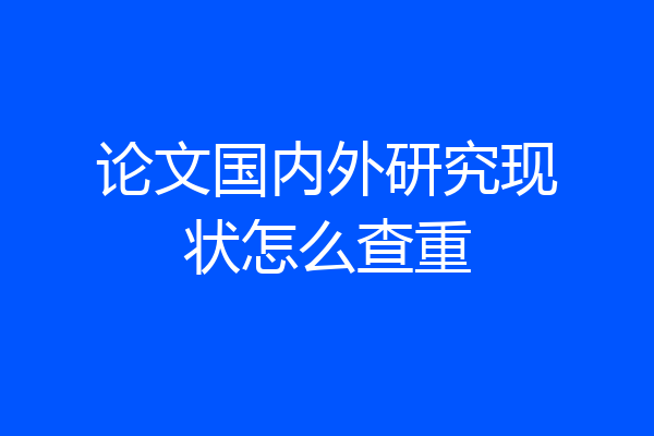 论文国内外研究现状怎么查重