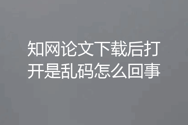 知网论文下载后打开是乱码怎么回事