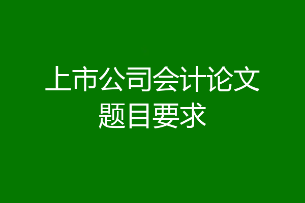 上市公司会计论文题目要求
