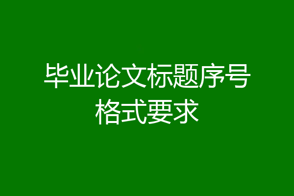 毕业论文标题序号格式要求