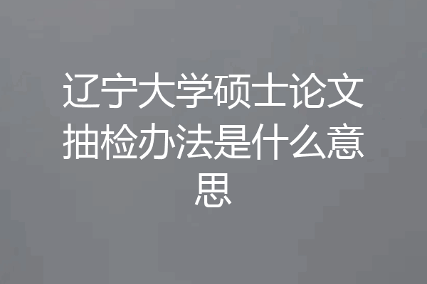 辽宁大学硕士论文抽检办法是什么意思