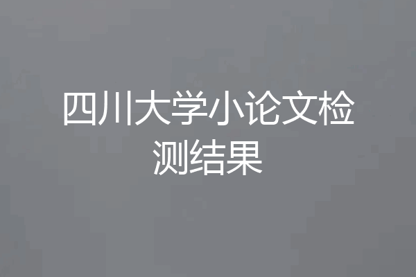四川大学小论文检测结果