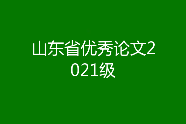 山东省优秀论文2021级