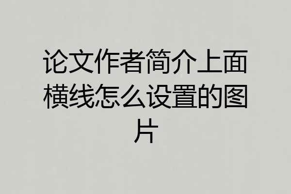 论文作者简介上面横线怎么设置的图片