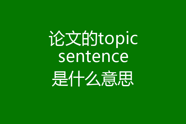 论文的topicsentence是什么意思