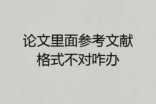 论文里面参考文献格式不对咋办