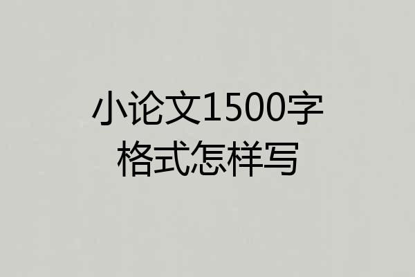 小论文1500字格式怎样写