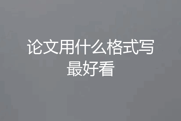 论文用什么格式写最好看