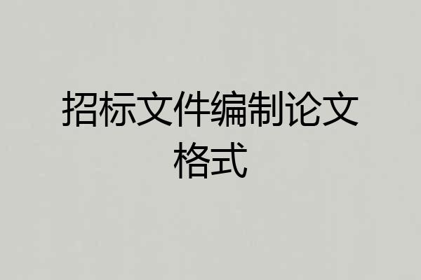 招标文件编制论文格式