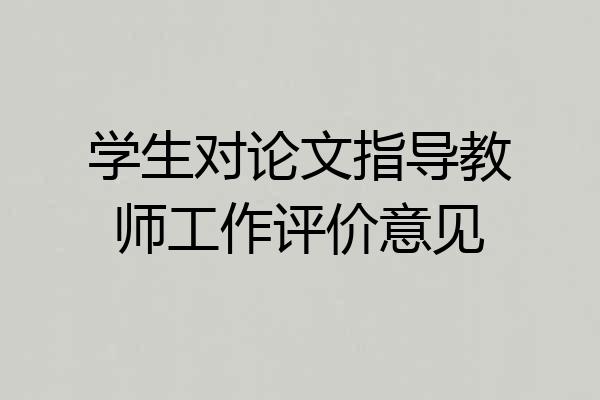 学生对论文指导教师工作评价意见