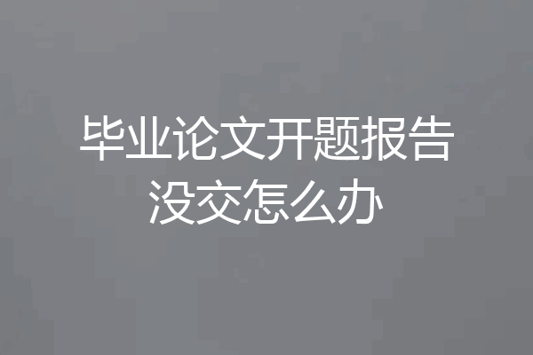 毕业论文开题报告没交怎么办