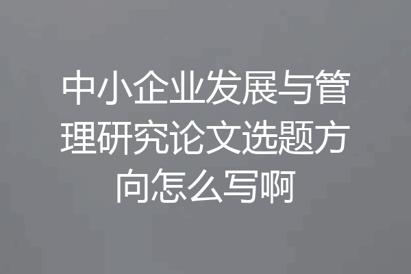 中小企业发展与管理研究论文选题方向怎么写啊