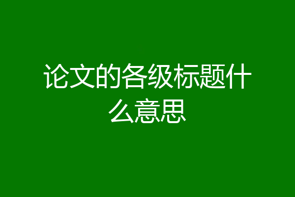 论文的各级标题什么意思