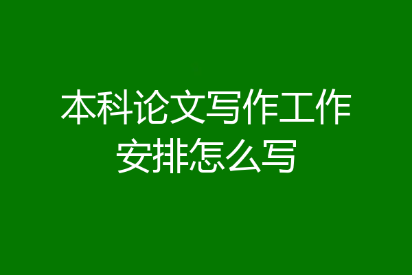 本科论文写作工作安排怎么写