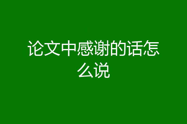 论文中感谢的话怎么说