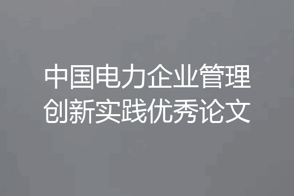 中国电力企业管理创新实践优秀论文