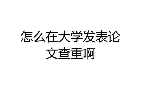 怎么在大学发表论文查重啊