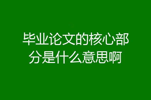 毕业论文的核心部分是什么意思啊