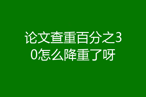 论文查重百分之30怎么降重了呀