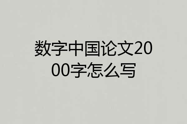 数字中国论文2000字怎么写