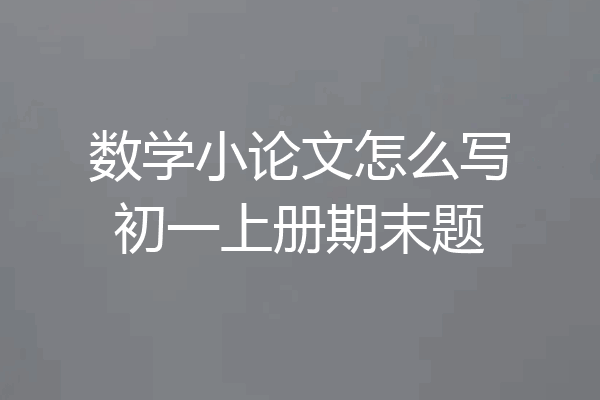 数学小论文怎么写初一上册期末题