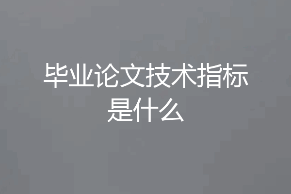 毕业论文技术指标是什么
