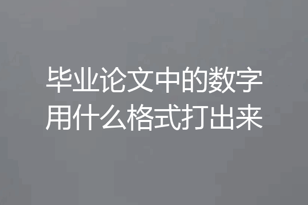 毕业论文中的数字用什么格式打出来