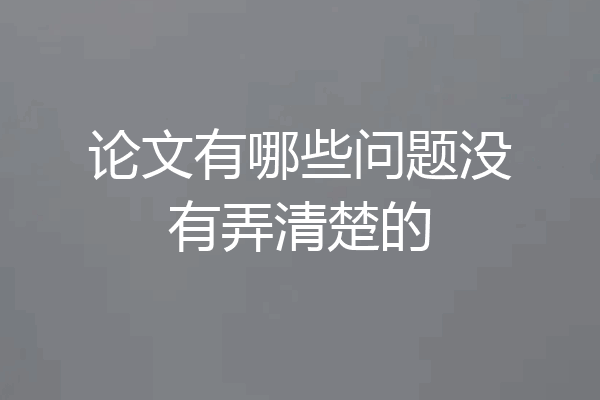论文有哪些问题没有弄清楚的