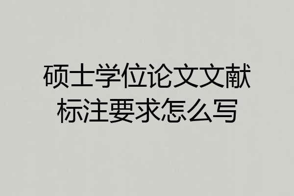 硕士学位论文文献标注要求怎么写