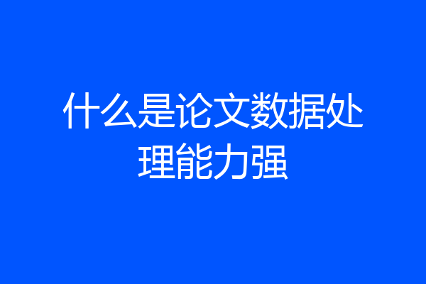 什么是论文数据处理能力强